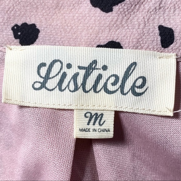 3/$10 Listicle Dress M Babydoll Mini Polka Dot Long Sleeve - Picture 10 of 10